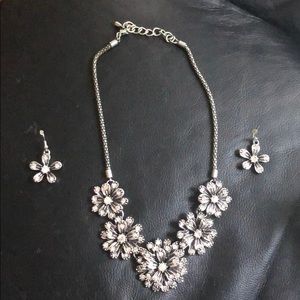 Antique finish floral necklace with earrings